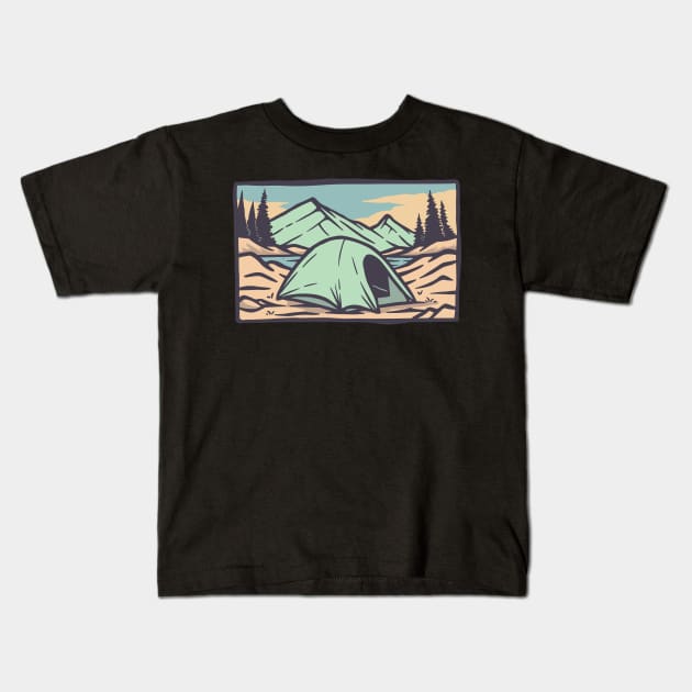 Starry Nights: Campsite Charm Kids T-Shirt by valiantbrotha